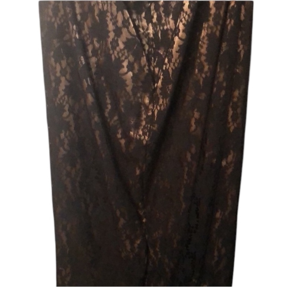 Julian Taylor black lace Nude lined halter top dress size 14 back slit NWT - Picture 3 of 16